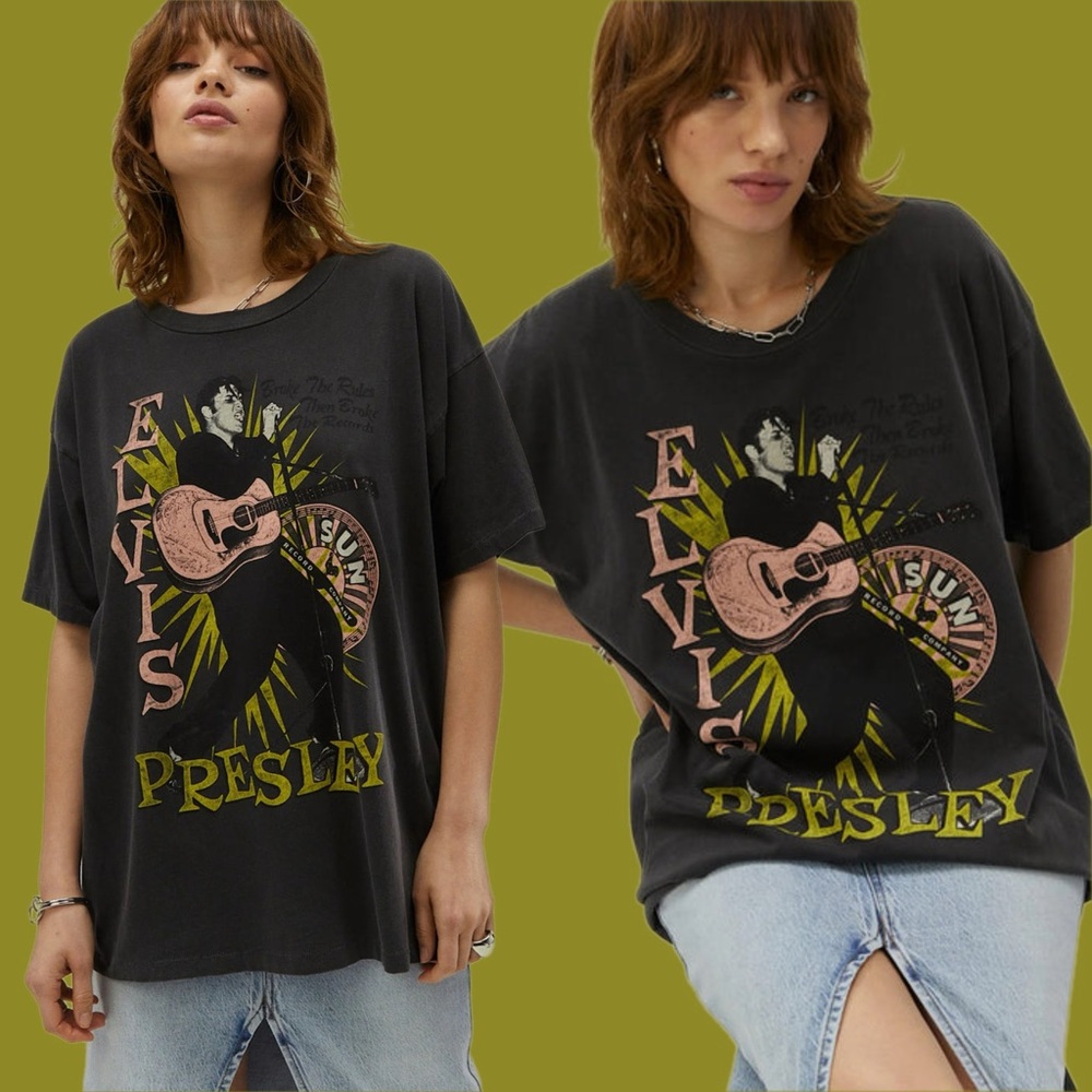 daydreamer • sun records x elvis broke the rules merch tee in pigment black xs